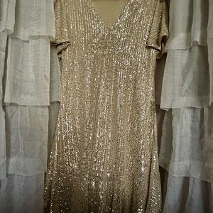 Sparkly Gold Sequin Party Dress